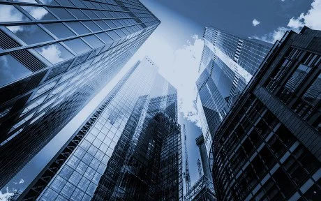 Decorative image: View of high rise glass building and dark steel in London