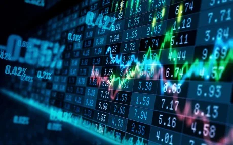 Photo: Stock market graph trading analysis investment financial, stock exchange financial or forex graph stock market graph chart business crisis crash loss and grow up gain and profits win up trend.