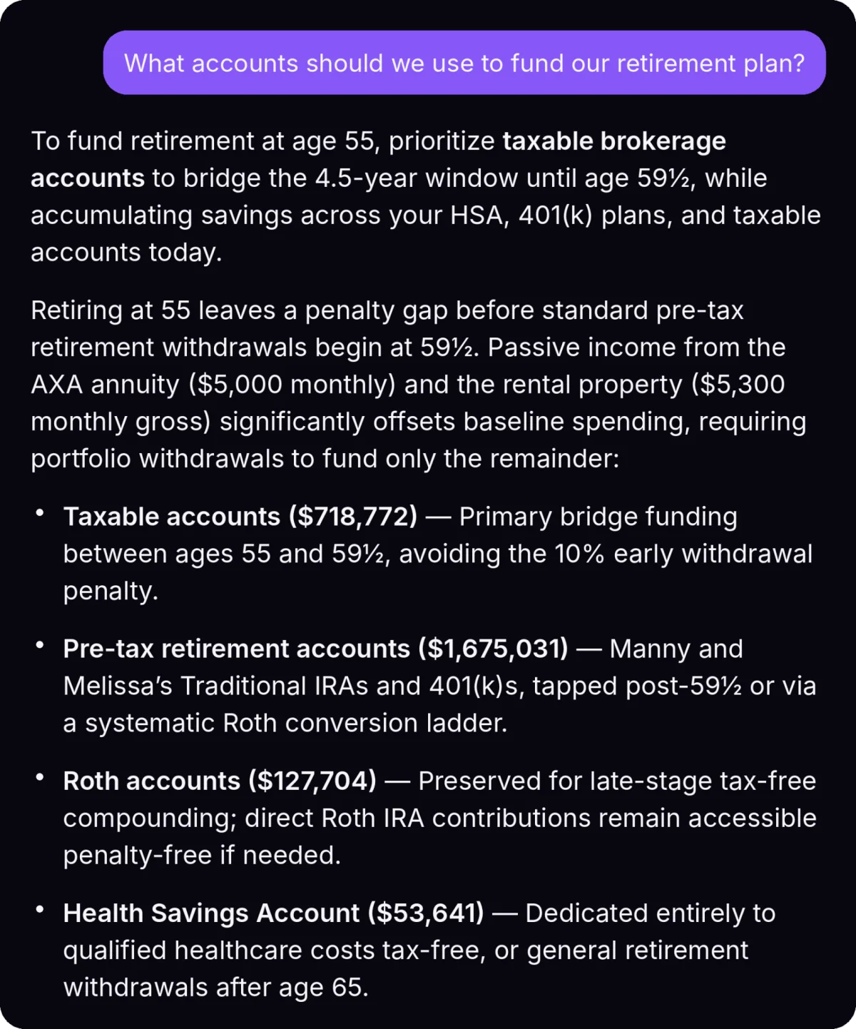 Mezzi AI investment advisor can recommend which retirement plans to use to withdraw from first or draw from to fund retirement