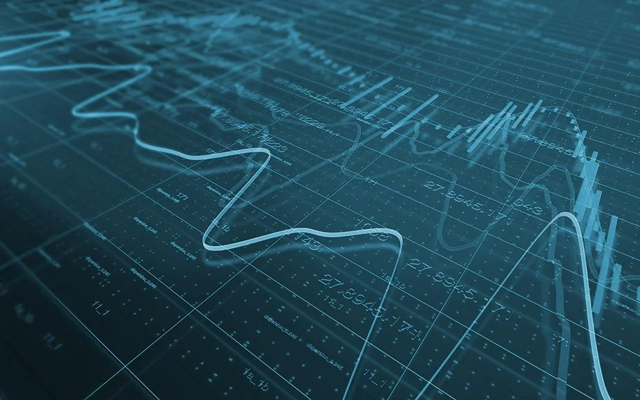 decorative illustration: chart and stock prices background.